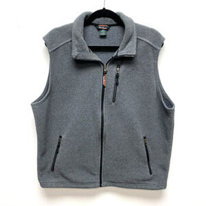 L.L. Bean Mens Gray Fleece Sleeveless Lightweight Outdoor Hiking Full Zip Vest L